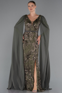 Abendkleid Lang Perlenbesetzt Khaki ABU5248