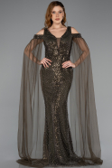 Abendkleid Lang Perlenbesetzt Khaki ABU5497