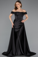 Abendkleid Lang Satin Schwarz ABU5507