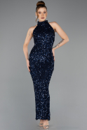 Azurblau Abendkleid Lang ABK2474