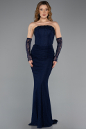 Abendkleid Lang Spitze Marineblau ABU5510