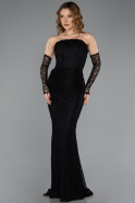 Abendkleid Lang Spitze Schwarz ABU5510