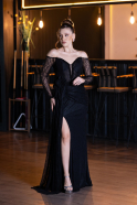 Abendkleid Lang Spitze Schwarz ABU5509