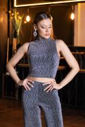 Partykleid Lang Schwarz-Silber ABU5533