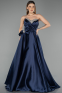 Abendkleid Lang Satin Marineblau ABU5541