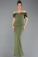 Schulterfreies Langes Abendkleid Khaki ABU5562
