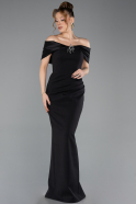 Schulterfreies Langes Abendkleid Schwarz ABU5562 