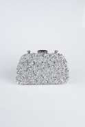 Abendtasche Steinbesetzt Silber SH839