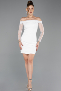Weiß Partykleid Kurz ABK2455
