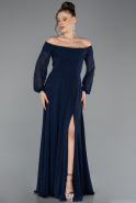 Abendkleid in Übergröße Lang Chiffon Marineblau ABU5592