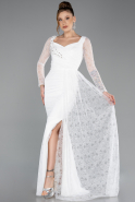 Standesamtkleid Lang Spitze Weiß ABU5588