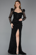 Abendkleid Lang Spitze Schwarz ABU5604
