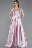 Puder Abendkleid İn Übergröße Satin Lang ABU5726