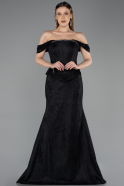 Abendkleid Lang Spitze Schwarz ABU5609
