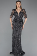 Abendkleid Lang Schuppig Anthrazit ABU5621