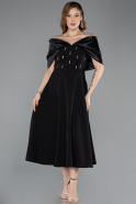 Abendkleid Midi Schwarz ABK2523