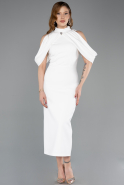 Abendkleid Midi Weiß ABK2517