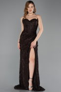 Standesamtkleid Lang Guipure Spitze Braun ABU5642