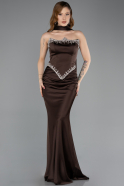 Abendkleid im Meerjungfrau-Stil Lang Satin Braun ABU5644