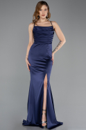 Abschlusskleid Lang Satin Marineblau ABU5646