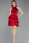Partykleid Kurz Satin Weinrot ABK2528
