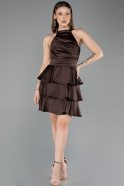 Partykleid Kurz Satin Braun ABK2528