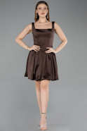 Abendkleid Kurz Satin Braun ABK2529