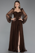 Braun Abendkleid Spitze Lang ABU5334