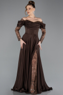Braun Standesamtkleid Satin Lang ABU5054