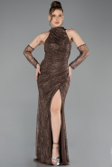 Braun Abendkleid İm Meerjungfrau-Stil Spitze Lang ABU5598