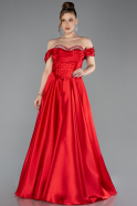 Rot Abendkleid Satin Lang ABU5530