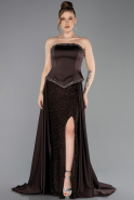 Abendkleid Lang Satin Braun ABU5684