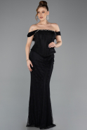 Abendkleid im Meerjungfrau-Stil Lang Spitze Schwarz ABU5685