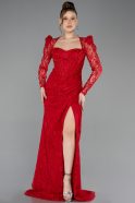 Rot Abendkleid Spitze Lang ABU5604