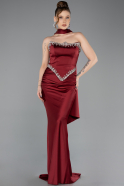 Abendkleid im Meerjungfrau-Stil Lang Satin Weinrot ABU5644