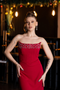 Abendkleid im Meerjungfrau-Stil Lang Fuchsie dunkel ABU5680