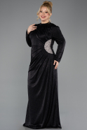 Hijab-Kleid İn Übergröße Lang Schwarz ABU5502