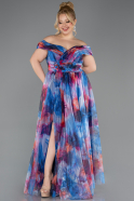 Abendkleid in Übergröße Lang Sächsischblau ABU5263