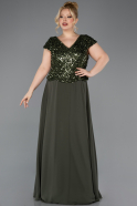 Abendgarderobe in Großen Größen Lang Chiffon Khaki ABU5651