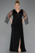 Abendgarderobe in Großen Größen Lang Chiffon Schwarz ABU5624