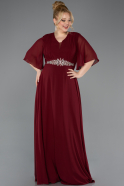 Abendgarderobe in Großen Größen Lang Chiffon Weinrot ABU5613