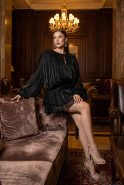 Abendkleid Mini Chiffon Schwarz ABK2499