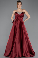 Weinrot Abendkleid Satin Lang ABU5541