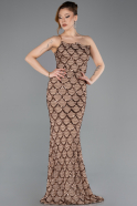 Abendkleid Lang Schuppig Kupfer ABU5701