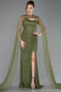 Khaki Standesamtkleid Spitze Lang ABU5614