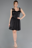 Abschlusskleid Kurz Satin Schwarz ABK2536