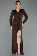 Abendkleid Lang Spitze Braun ABU5720