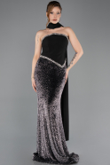 Abendkleid im Meerjungfrau-Stil Lang Schuppig Schwarz ABU5703