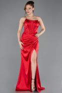 Abendkleid Lang Satin Rot ABU5708