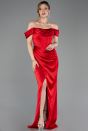 Abschlusskleid Lang Satin Rot ABU5709